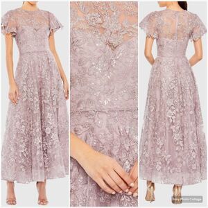 MAC DUGGAL  50665 Womens Embroidered High Neck Cap Sleeve A Line Gown